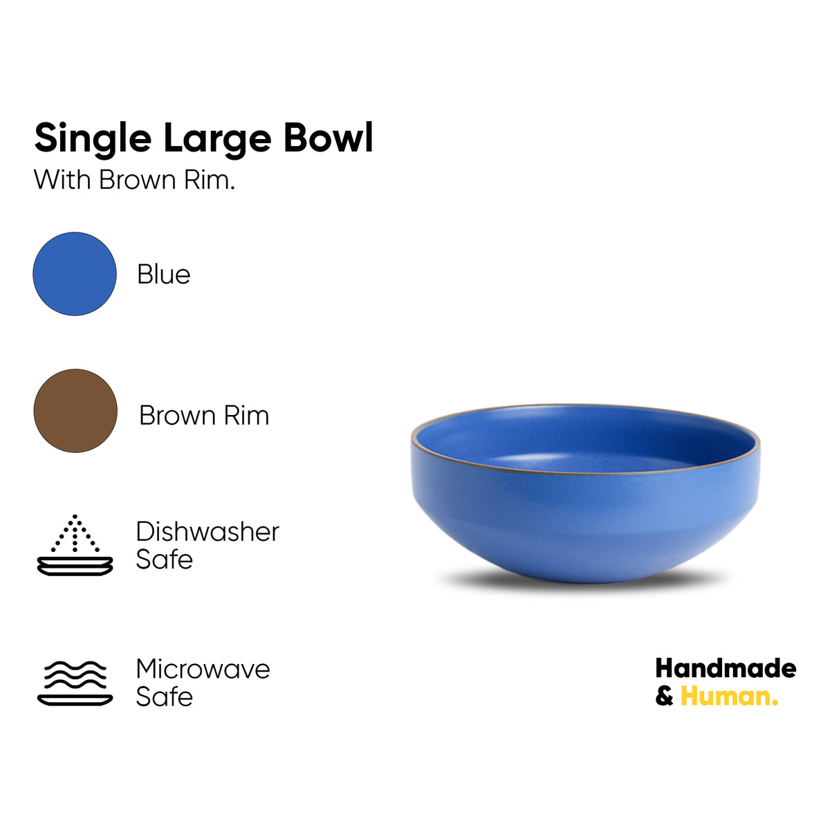 Large Ceramic Serving Bowl – Blue, 1500ml | Japandi Matte Finish