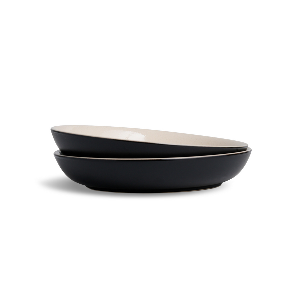 Shay Ceramic Stoneware Salad Plate Set 22cm | Set of 2 | Black Ivory | Modern Tableware Online India