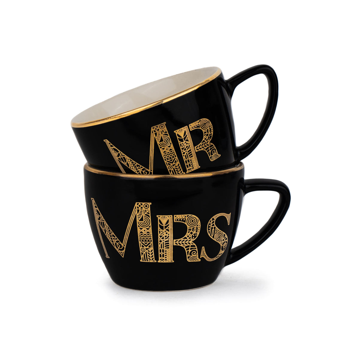 Shay Mr & Mrs Ceramic Couple Mugs | 400ml | Premium Stoneware | Glossy Finish | Modern Tableware Online India