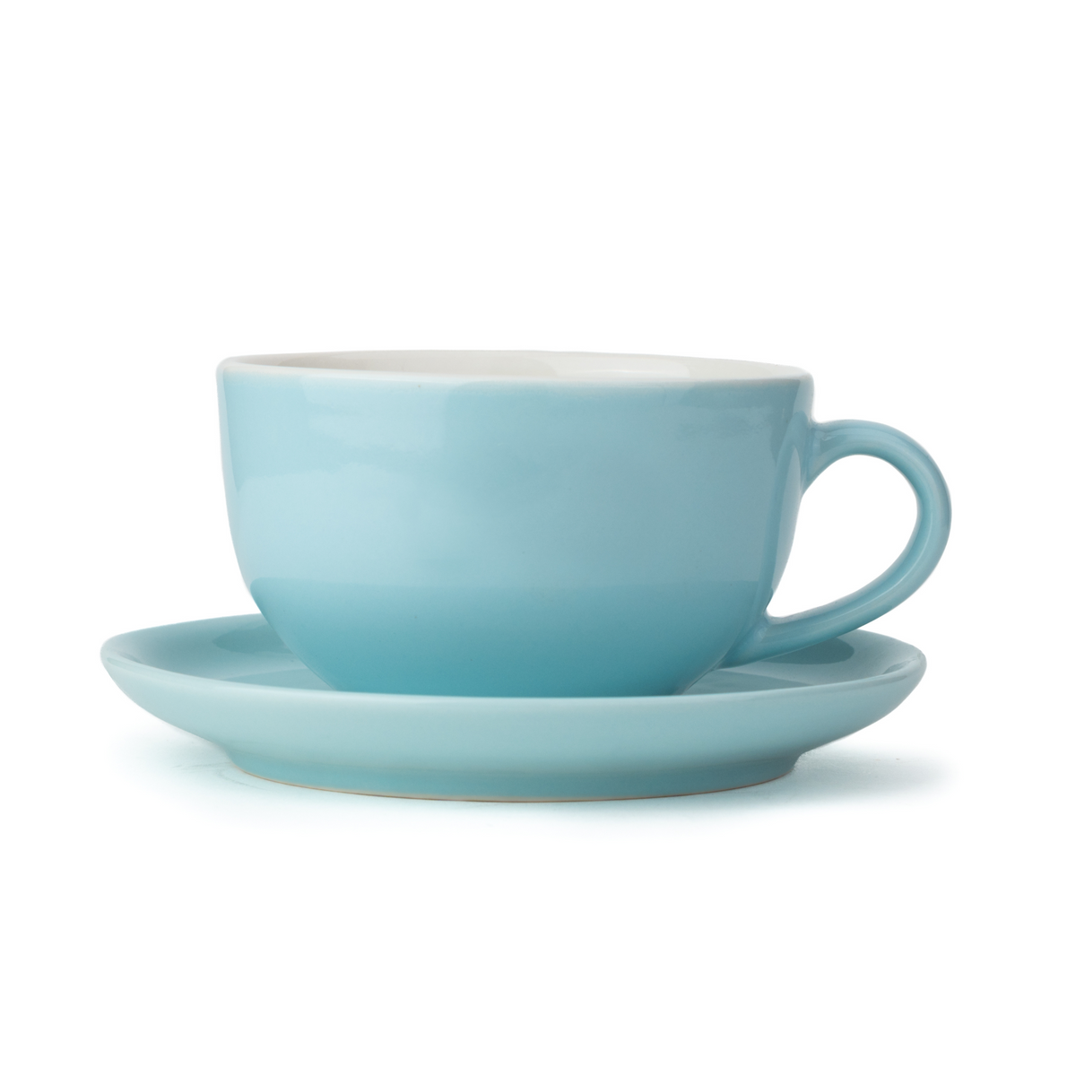 Shay Large Light Blue Ceramic Coffee Cup & Saucer Set 320ml | XL Cuppa Collection | Modern Tableware Online India