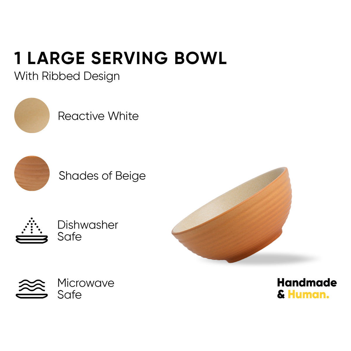 Large Ceramic Serving Bowl – Klay White, 1500ml | Matte Finish