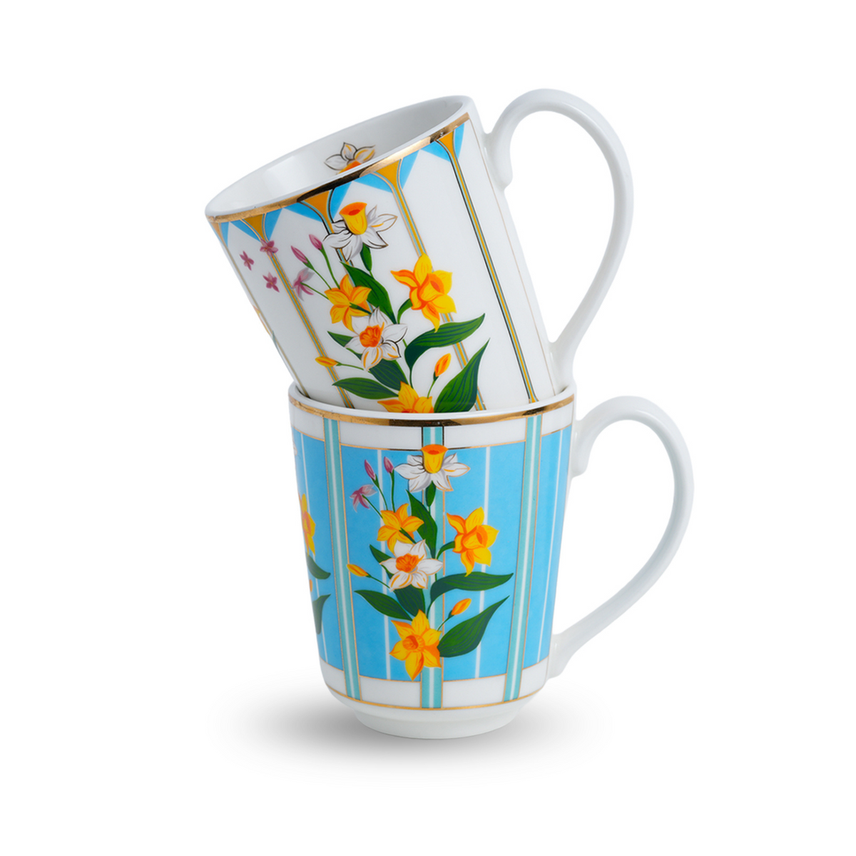 Shay Nargis Ceramic Coffee Mug Set of 2 300ml, Glossy Porcelain Cups | Modern Tableware Online India