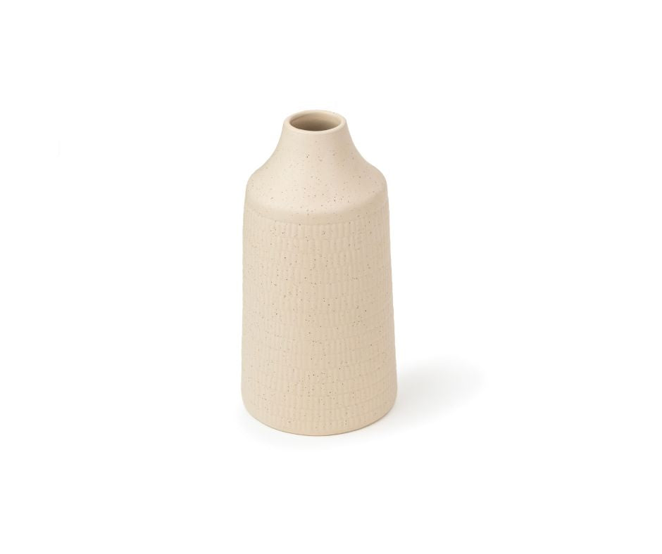 Shay Carving Ceramic Vase, Large, Beige | Ceramic Vases for Home Decor | Modern Tableware Online India