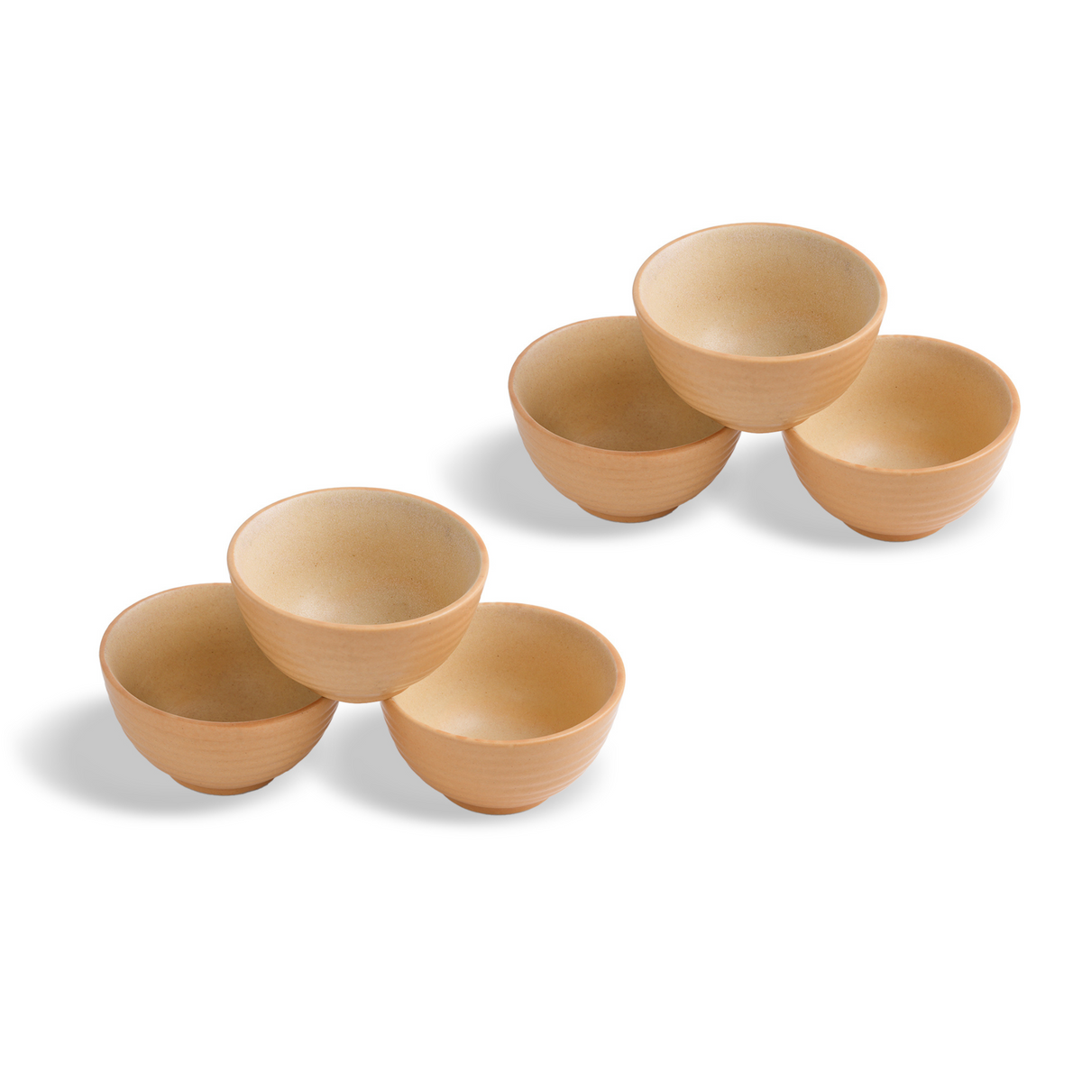Shay Ceramic Veg Bowls Set of 6 180ml | Klay White | Matte Finish | Modern Tableware Online India