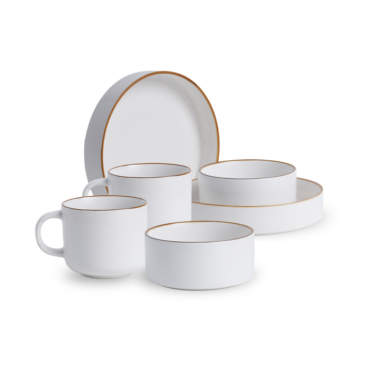 Shay Ceramic Modern Dinnerware Set, 6 Pcs, White | Japandi Breakfast Set | Modern Tableware Online India