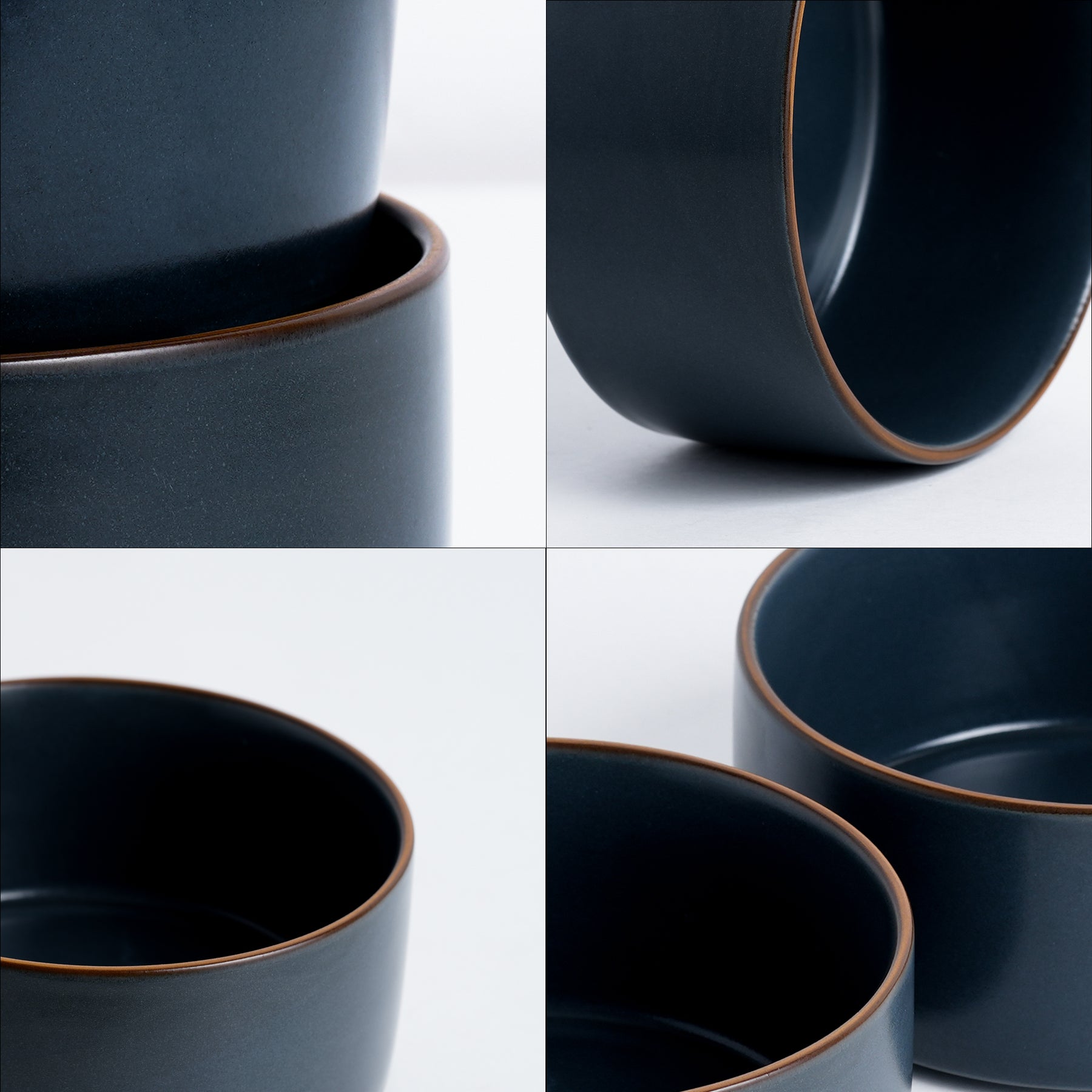 Ceramic Cereal Bowl Set, 15cm, 2 Pieces, Grey | Japandi Serving Bowls