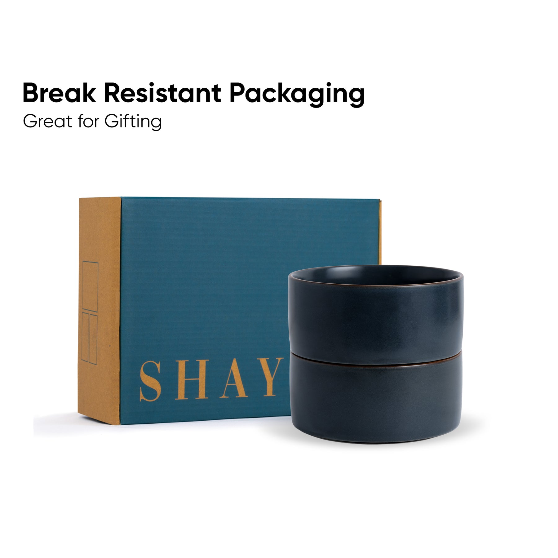 Ceramic Cereal Bowl Set, 15cm, 2 Pieces, Grey | Japandi Serving Bowls