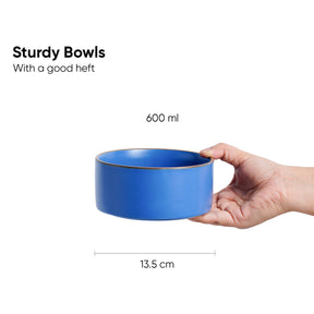 Ceramic Cereal Bowl Set, 15cm, 2 Pieces, Blue | Japandi Serving Bowls