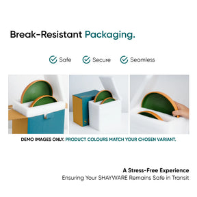 Advertisement for break-resistant packaging with product images and text on a white background.