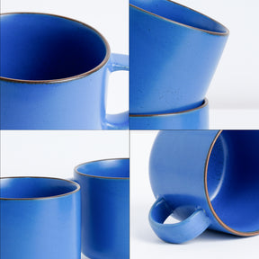 Ceramic Coffee Mugs, Set of 2, Blue Japandi, 350ml | Matte Finish