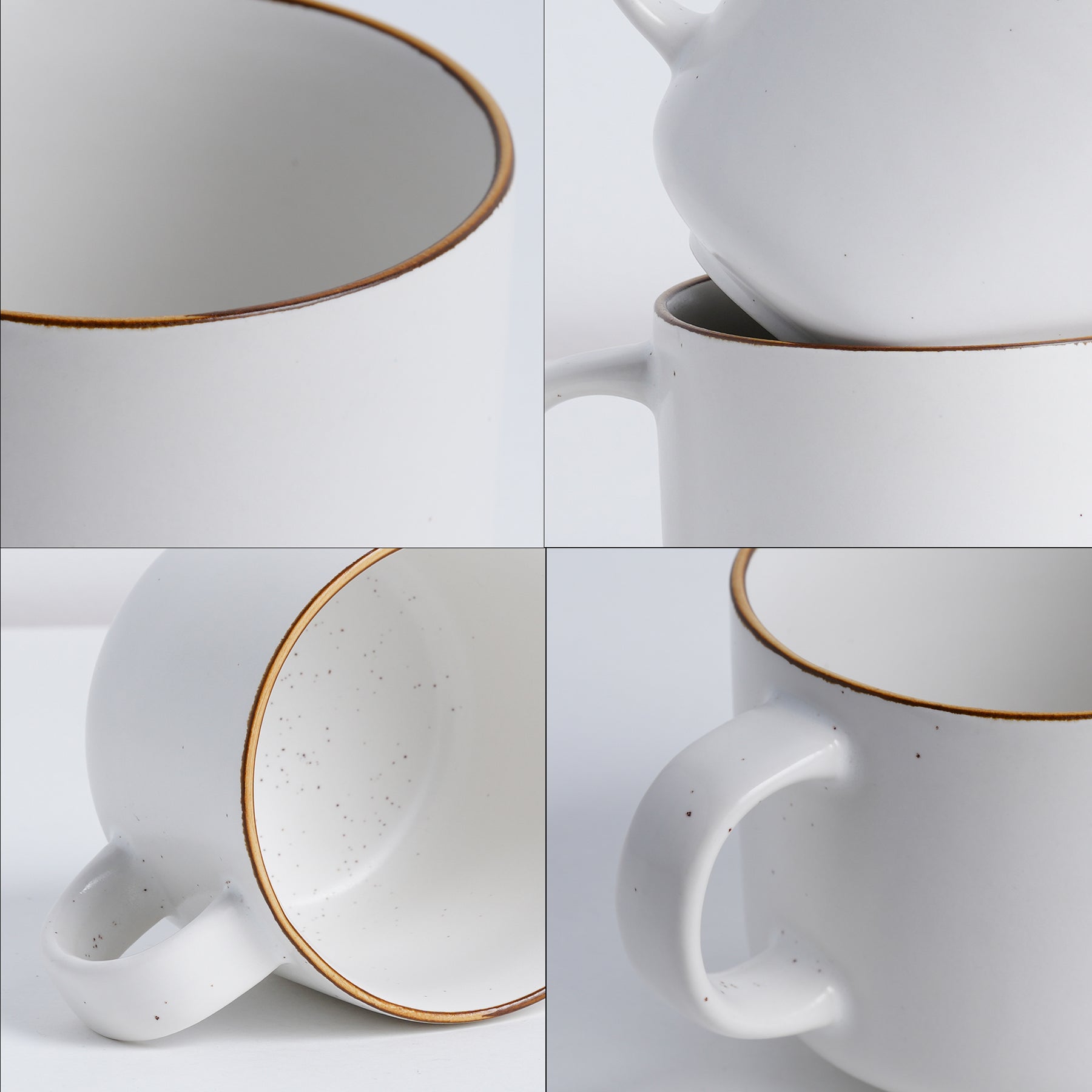 Ceramic Coffee Mugs, Set of 2, White Japandi, 350ml | Matte Finish