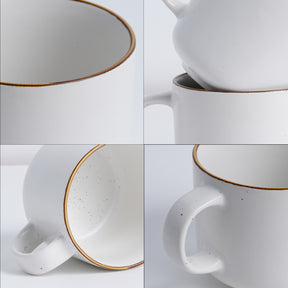 Ceramic Coffee Mugs, Set of 2, White Japandi, 350ml | Matte Finish