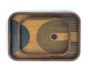 Wooden Serving Tray | Elegant & Durable Wood Tray for Serving Zen Garden Set of 2