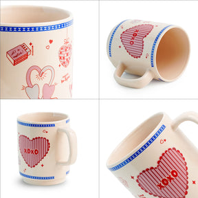 Premium Coffee Mug 370ml | XOXO Ceramic Coffee Cup | Glossy Love Mug