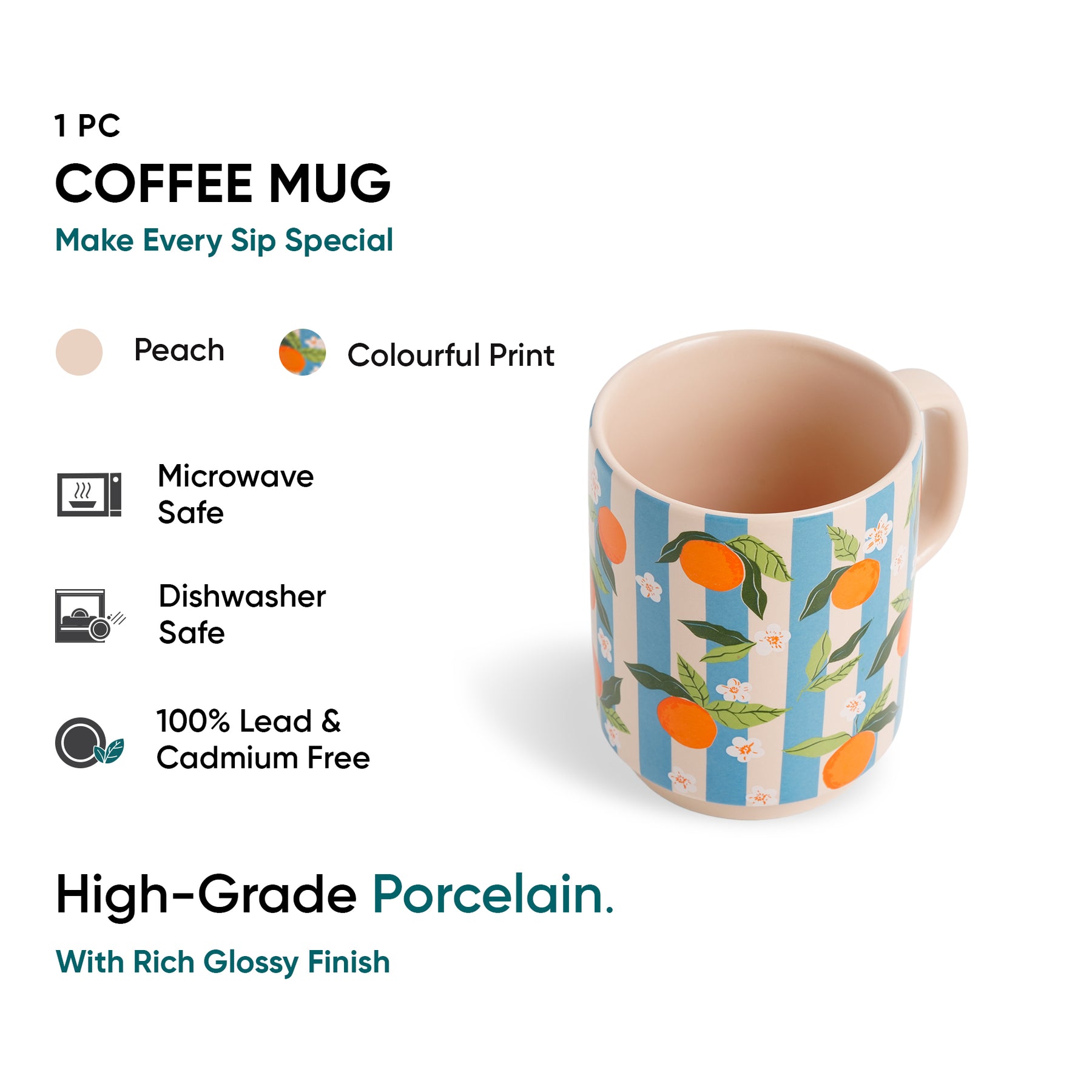 Tangerine Bloom Ceramic Mug – Rise Collection