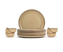 Ceramic Dinner Plates Set, 12 Pieces | Self Reactive Collection | Glossy Finish Beige
