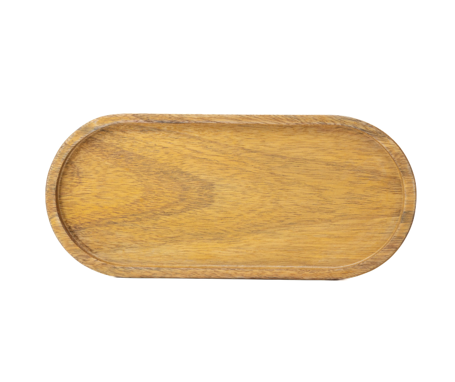 Small Wooden Cappuccino Tray | Elegant Wood Serving Tray Natural