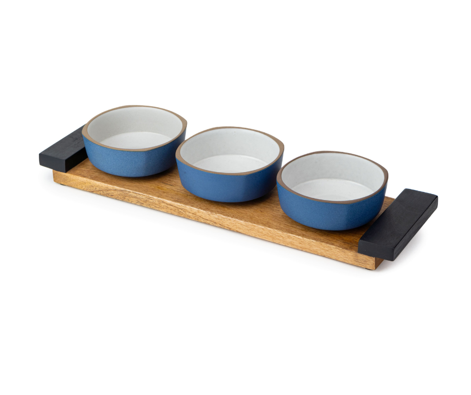 Shay Shay Ceramic Snack Bowl & Tray Set | 300ml | Matte Finish | Japandi Collection | Modern Tableware Online India