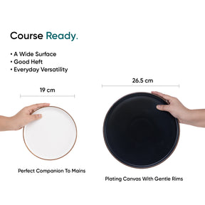 Ceramic Dinner Plates Set, 21 Pieces | Black Japandi Series