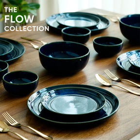 Ceramic Dinner Plates Set, 21 Pieces | Blue Self Reactive Collection