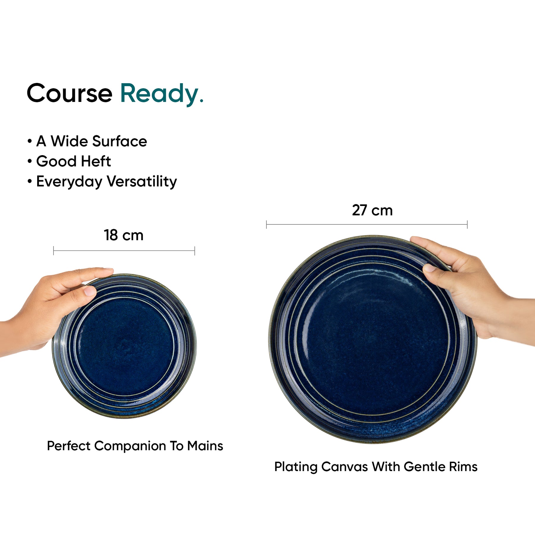Ceramic Dinner Plates Set, 21 Pieces | Blue Self Reactive Collection