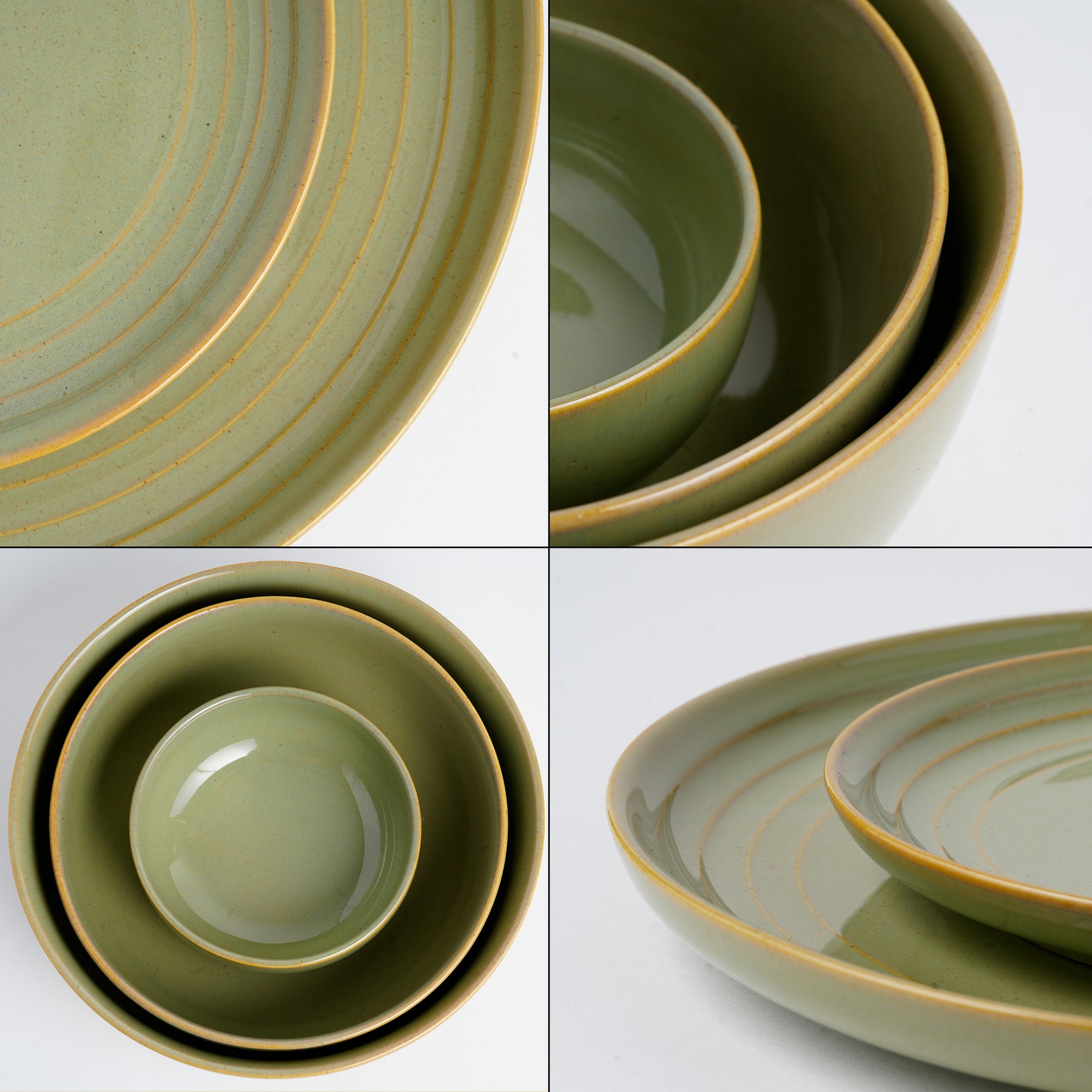 Ceramic Pista Dinner Plates Set, 21 Pieces | Self Reactive Collection