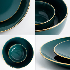 Ceramic Dinner Plates Set, 21 Pieces, Goldline Collection