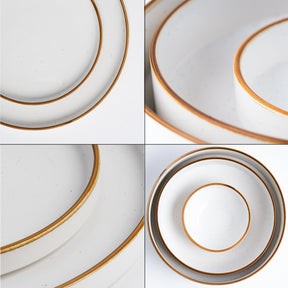 Ceramic Dinner Plates Set, 21 Pieces | Off White Japandi Series