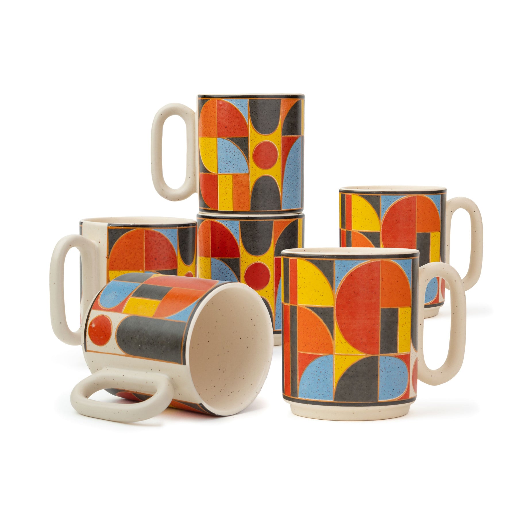 Shay Ceramic Coffee Mug Set, Set of 6, 300ml, Bauhaus | Modern Tableware Online India