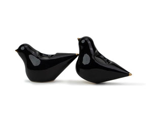 Ceramic Dove Tea Light Holder Set of 2, Decor Collection Black