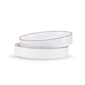Shay Stackable Ceramic Pasta Bowl Set of 2 White Japandi Collection | Modern Tableware Online India