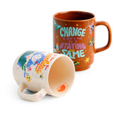Ceramic Mug Set of 2 – Sunshine & Change Is Scary | 300ml | Glossy Finish | Porcelain