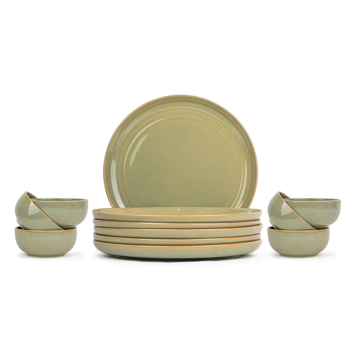 Shay Ceramic Dinner Plates Set, 12 Pieces | Self Reactive Collection | Modern Tableware Online India