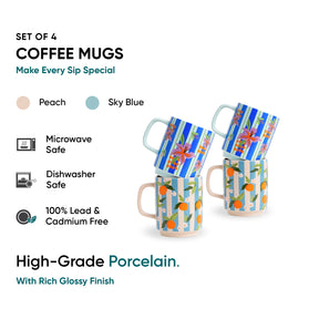 Tangerine & Lily Ceramic Coffee Mug Set of 4 – Rise Collection