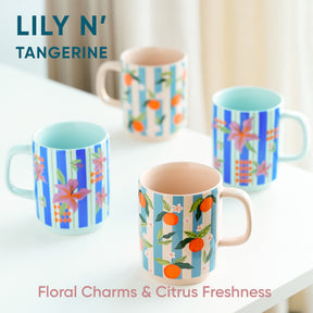 Tangerine & Lily Ceramic Coffee Mug Set of 4 – Rise Collection