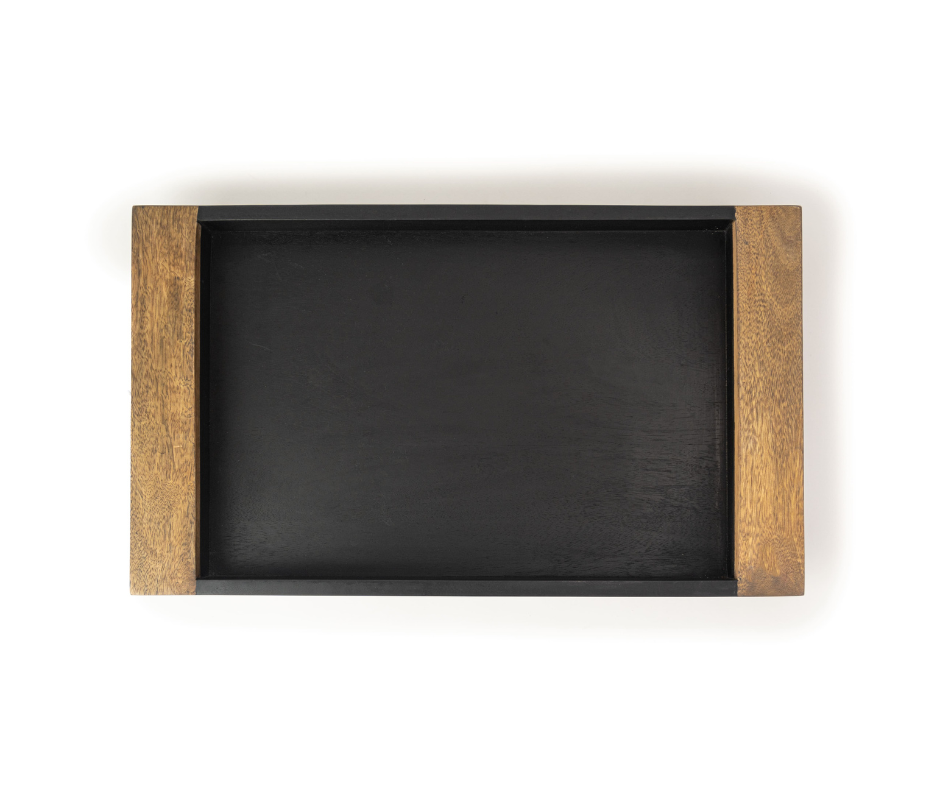 Large Wooden Serving Tray | Natural Wood Tray for Elegant Serving Black