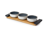 Shay Ceramic Snack Bowl & Tray Set | 300ml | Matte Finish | White Japandi Collection