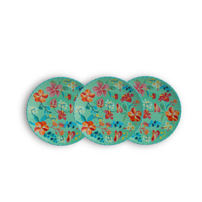 Quarter Plates Set of 6  Big Bold Floral Mint