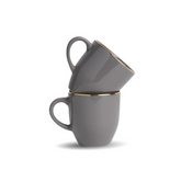 Ceramic Coffee Mug Set – Gold Line Milk Mug Collection | Glossy Finish Gray Set of 2