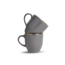 Ceramic Coffee Mug Set – Gold Line Milk Mug Collection | Glossy Finish Gray Set of 2