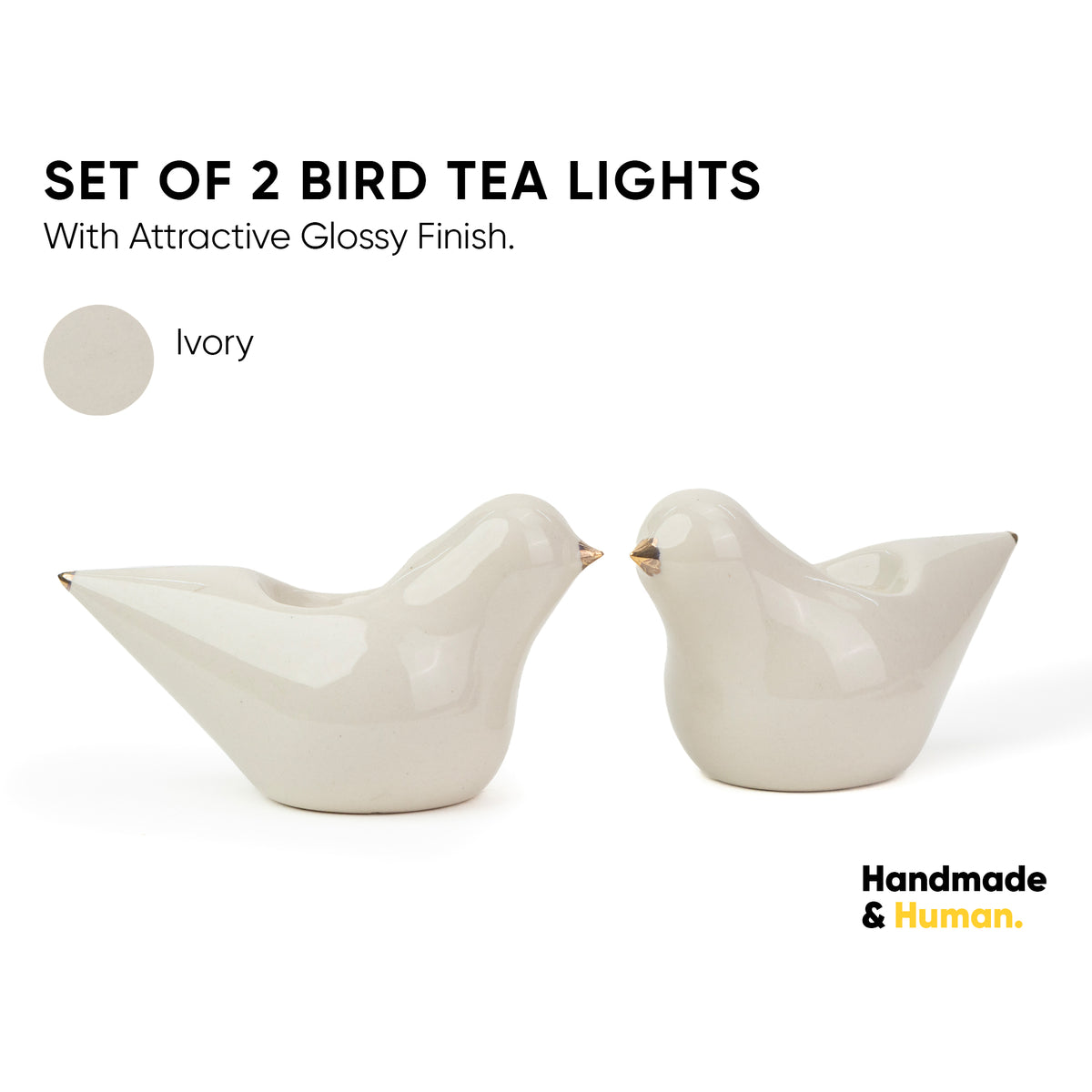 Ceramic Dove Tea Light Holder Set of 2, Decor Collection