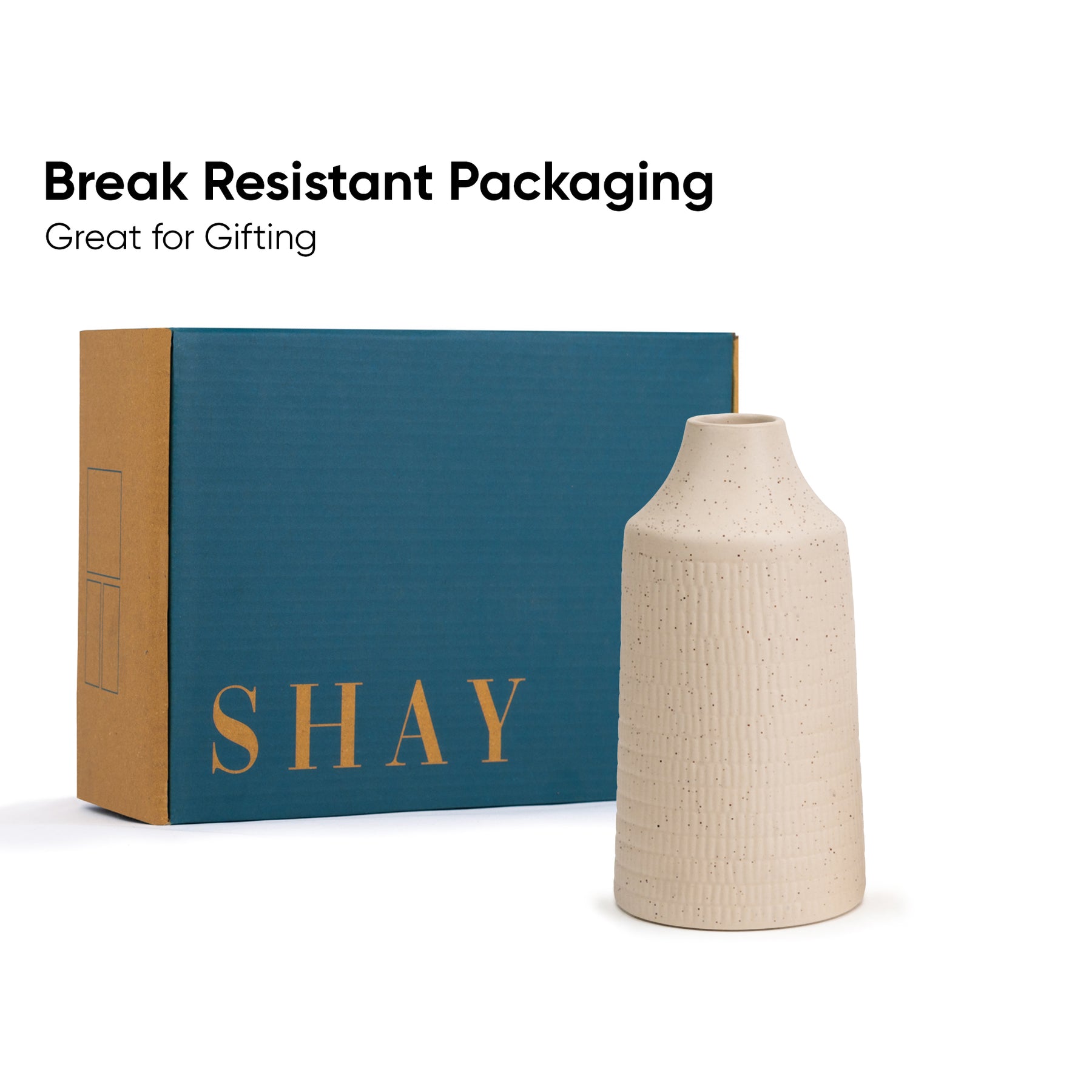 Carving Ceramic Vase, Large, Beige | Ceramic Vases for Home Decor