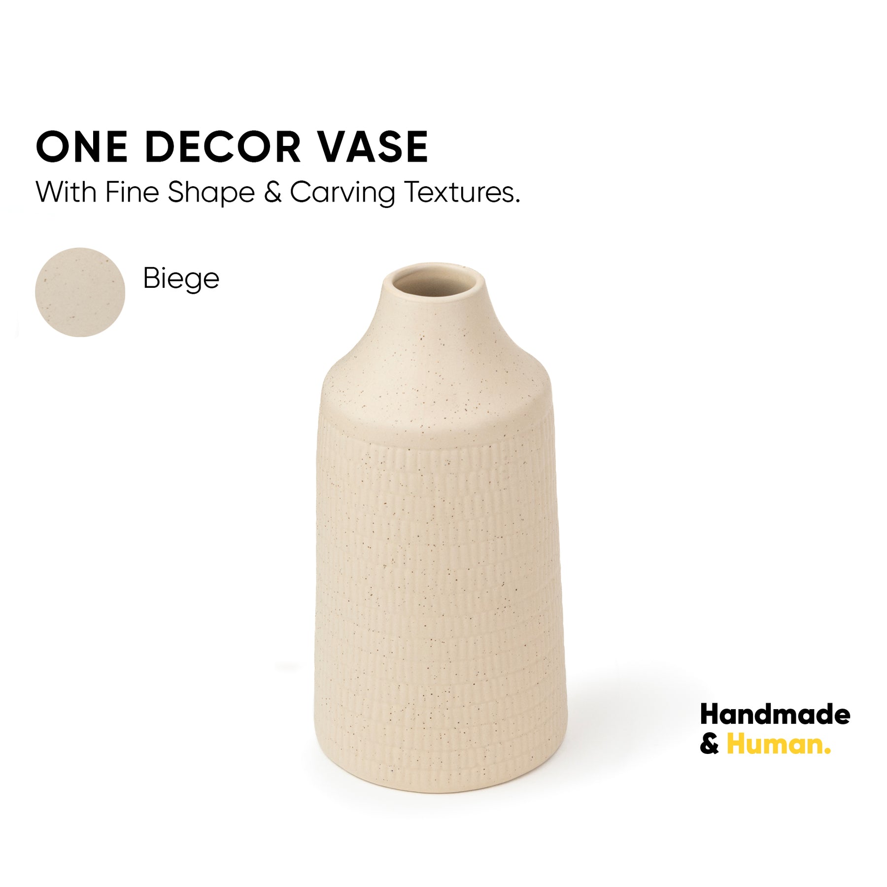 Carving Ceramic Vase, Large, Beige | Ceramic Vases for Home Decor