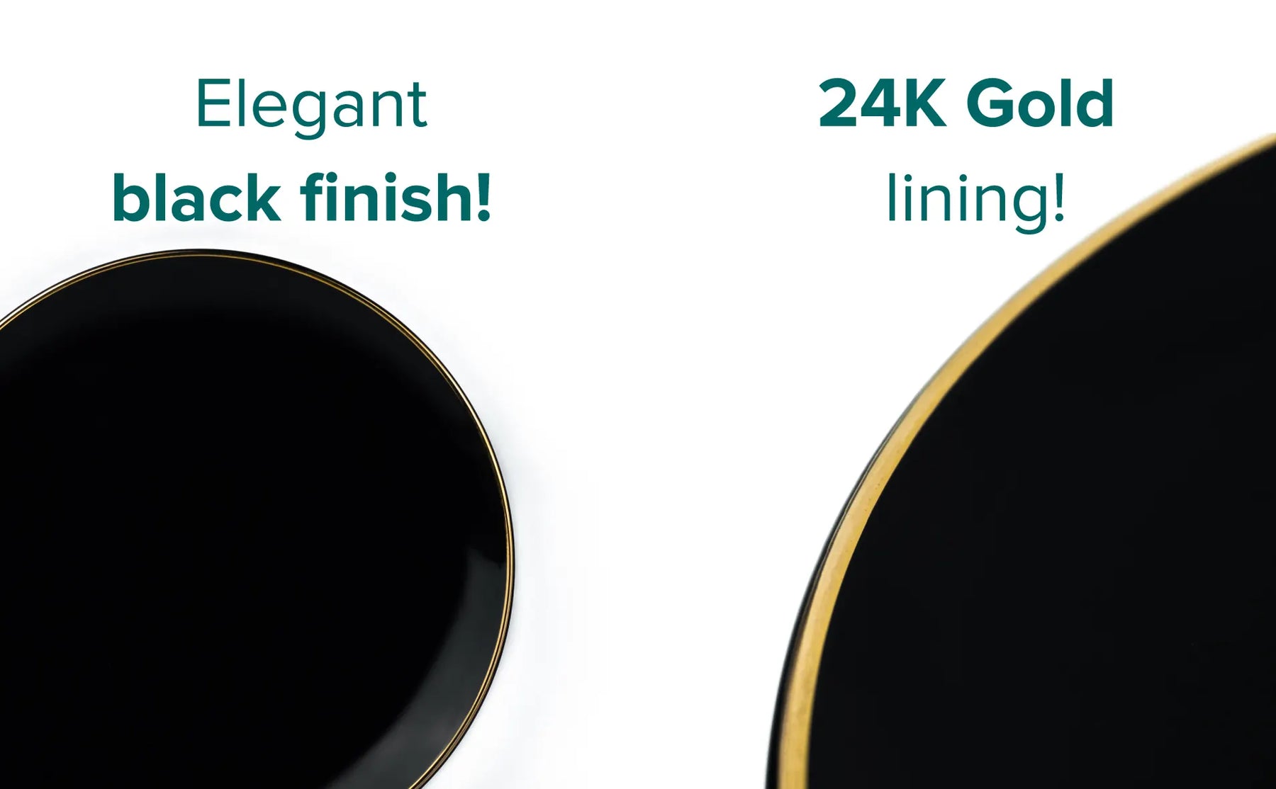 Black plate with 24K gold lining on a white background