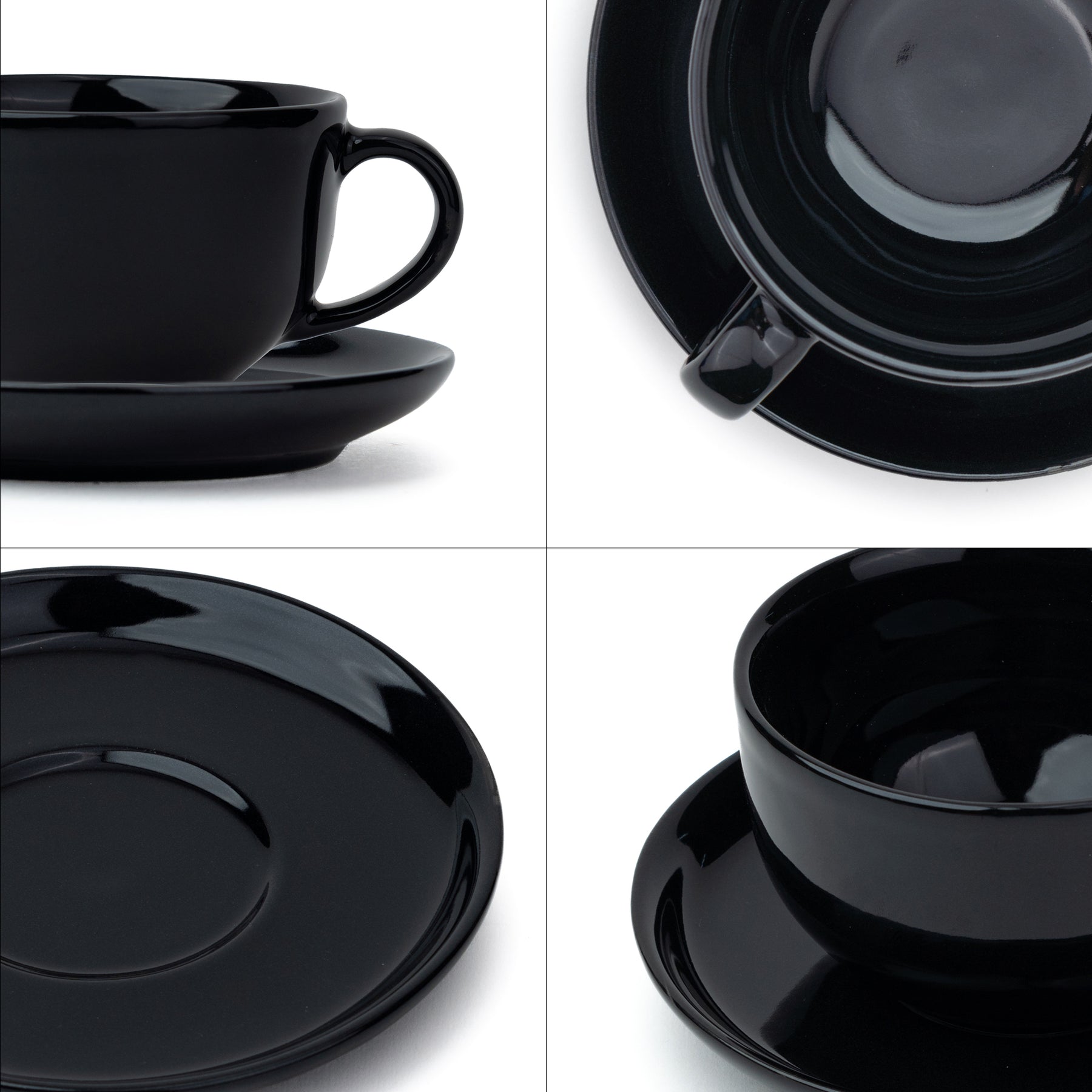 Large Ceramic Coffee Cup & Saucer Set 320ml | XL Cuppa Collection | Glossy Finish