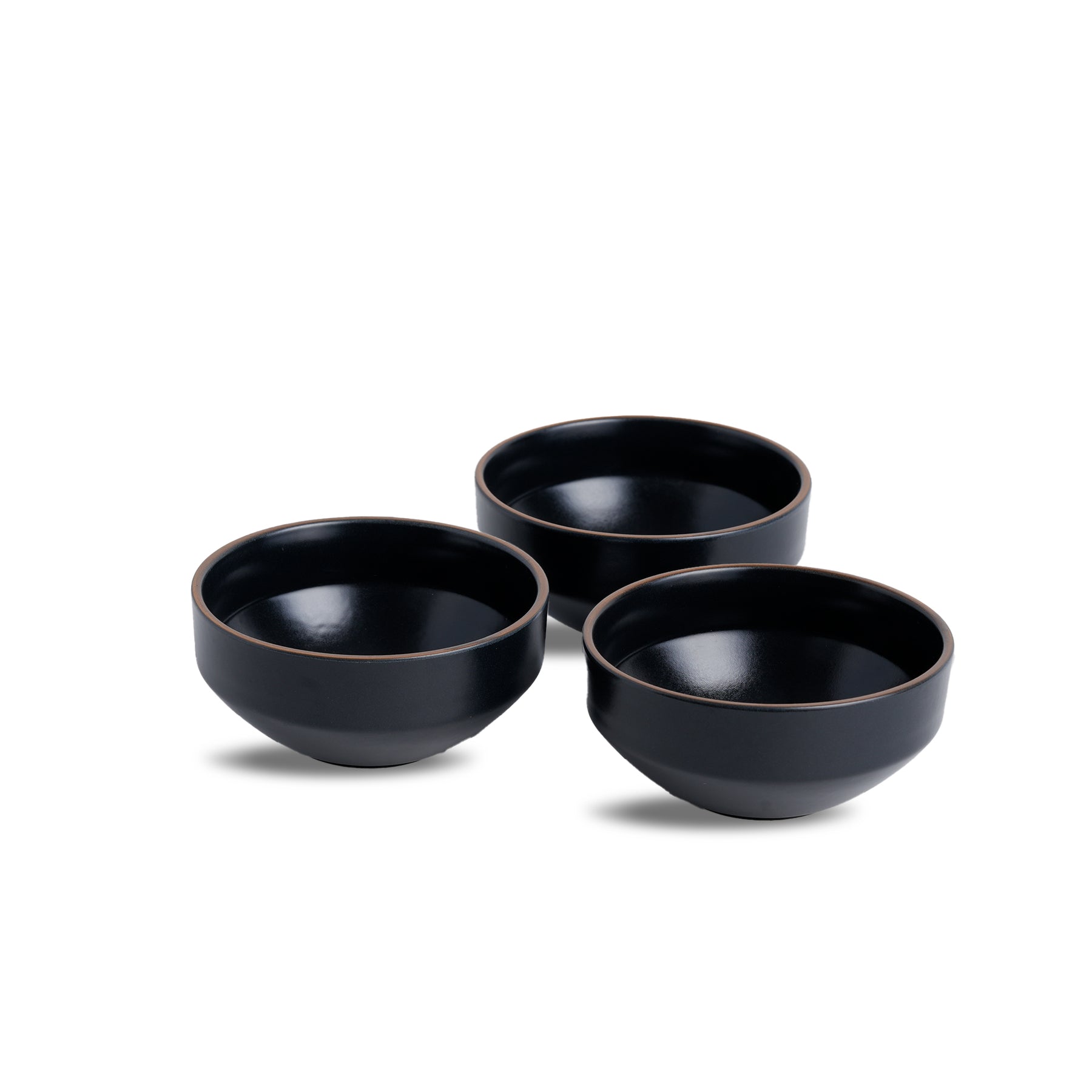 Ceramic Veg Bowls Set of 6 for Dinner | 180ml | Black | Japandi Collection