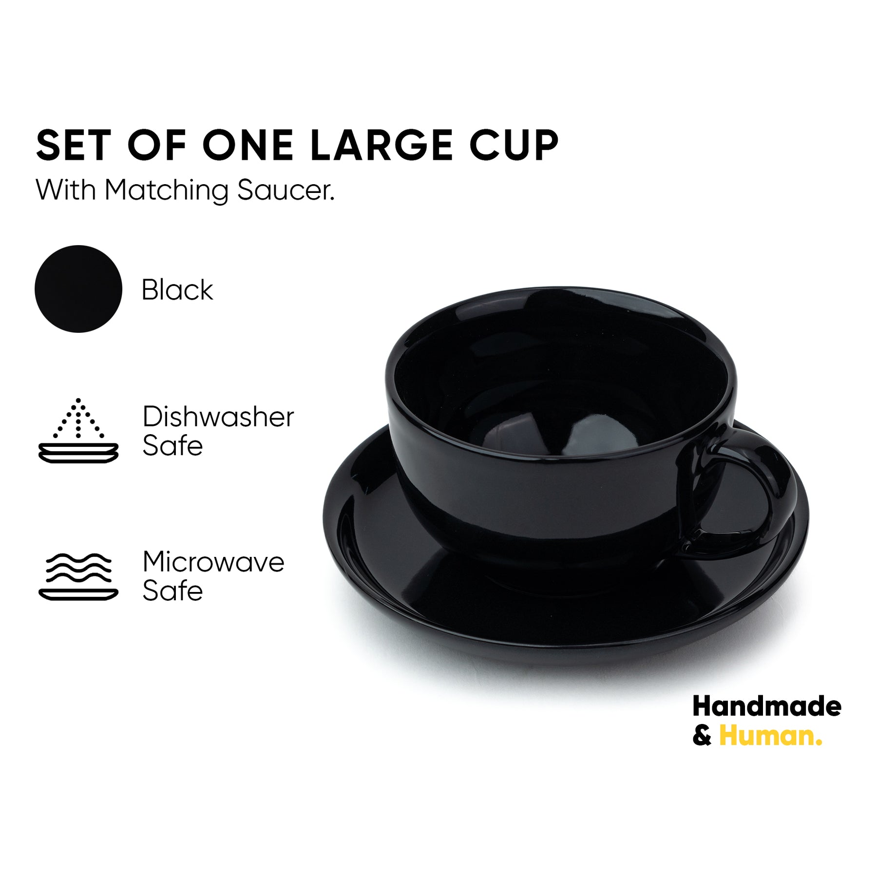 Cappuccino Cup & Saucer Set 320ml – Black | XL Cuppa
