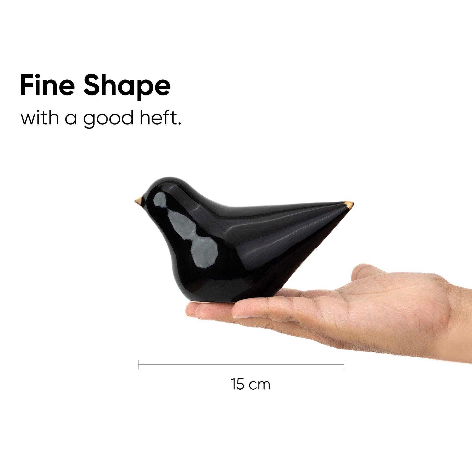 Decorative Ceramic Dove Figurines, Black with Gold Accents, 15cm, Set of 2 | Home Decor Figurines