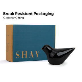 Decorative Ceramic Dove Figurines, Black with Gold Accents, 15cm, Set of 2 | Home Decor Figurines