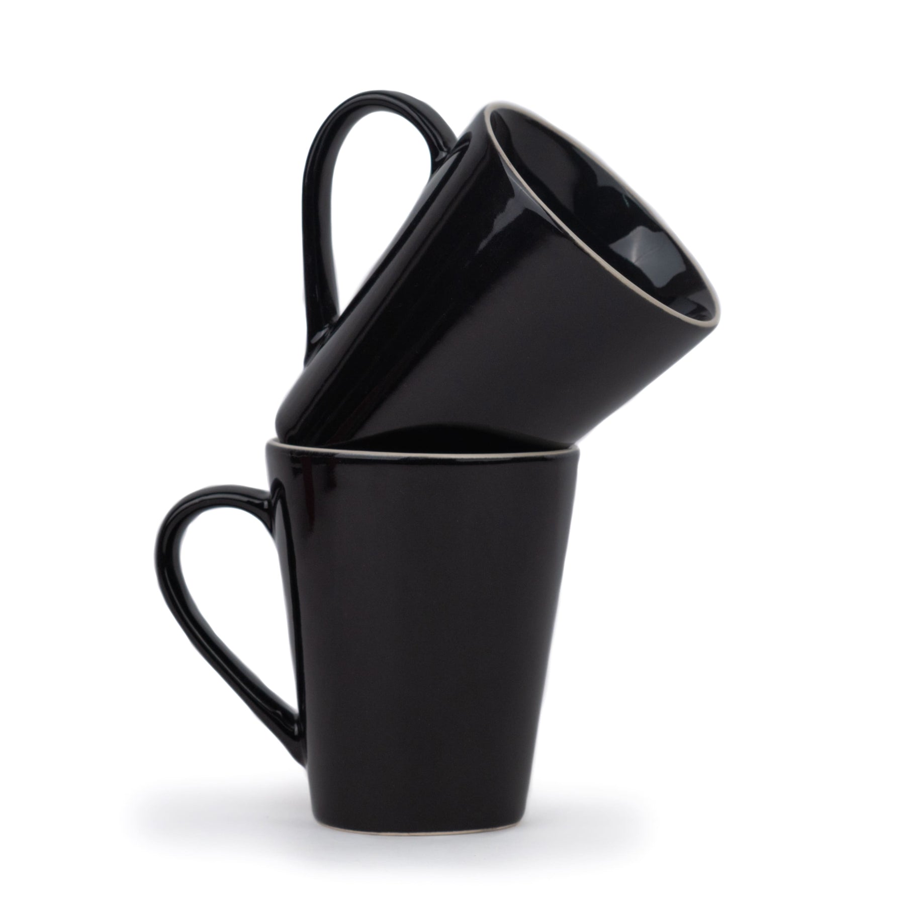 Shay Large Ceramic Coffee Mug Set | Black Beauty Collection | 350ml | Modern Tableware Online India